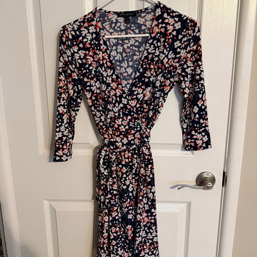 Wrap Dress with Pink and White Print - Women